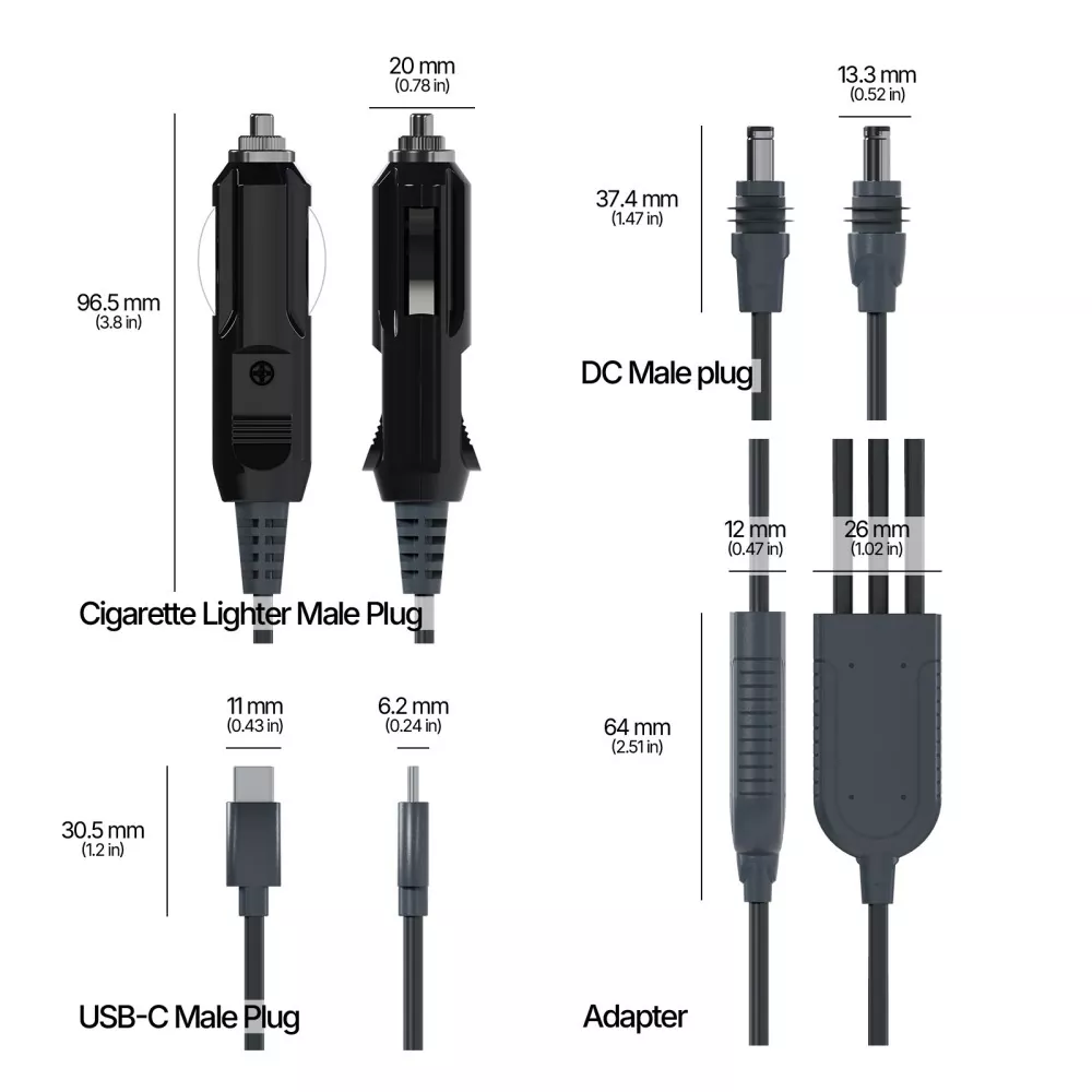 3-in-1 Starlink DC to USB-C Car Charger Cable