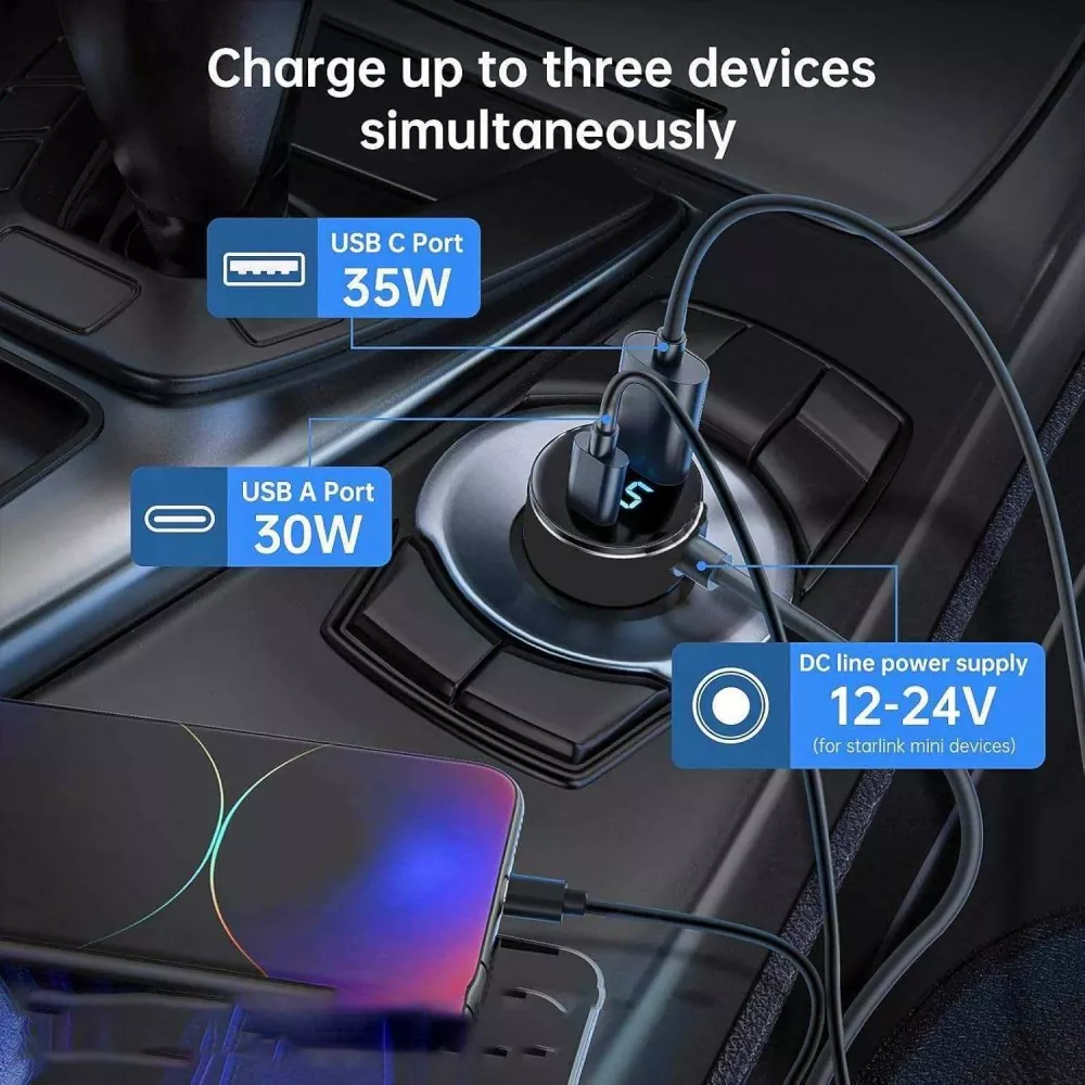 Starlink DC to Digital Display Car Charger Cable